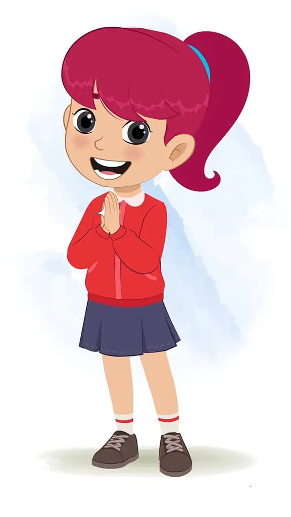 A red hair girl clapping animated cartoon character aka rose 3/4