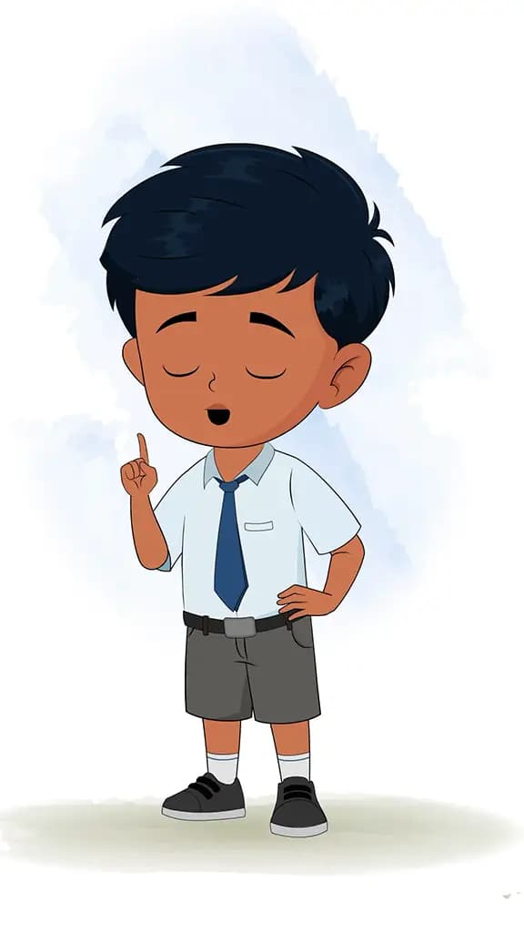 An Indian school boy saying no animated cartoon character aka arun 3/4