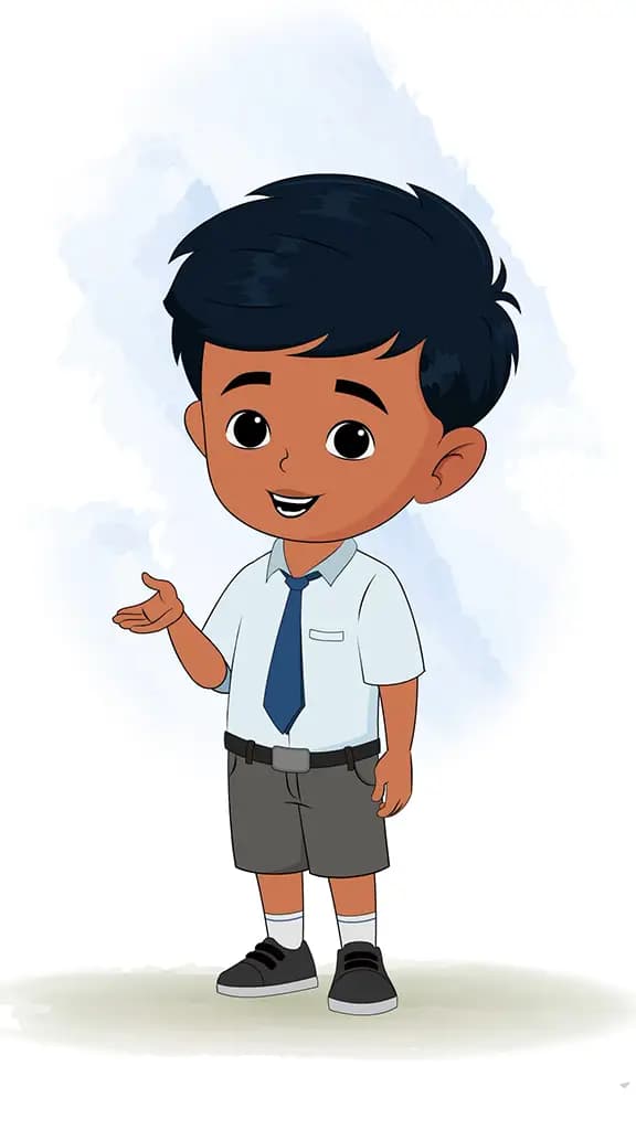 An Indian school boy talking animated cartoon character aka arun 3/4