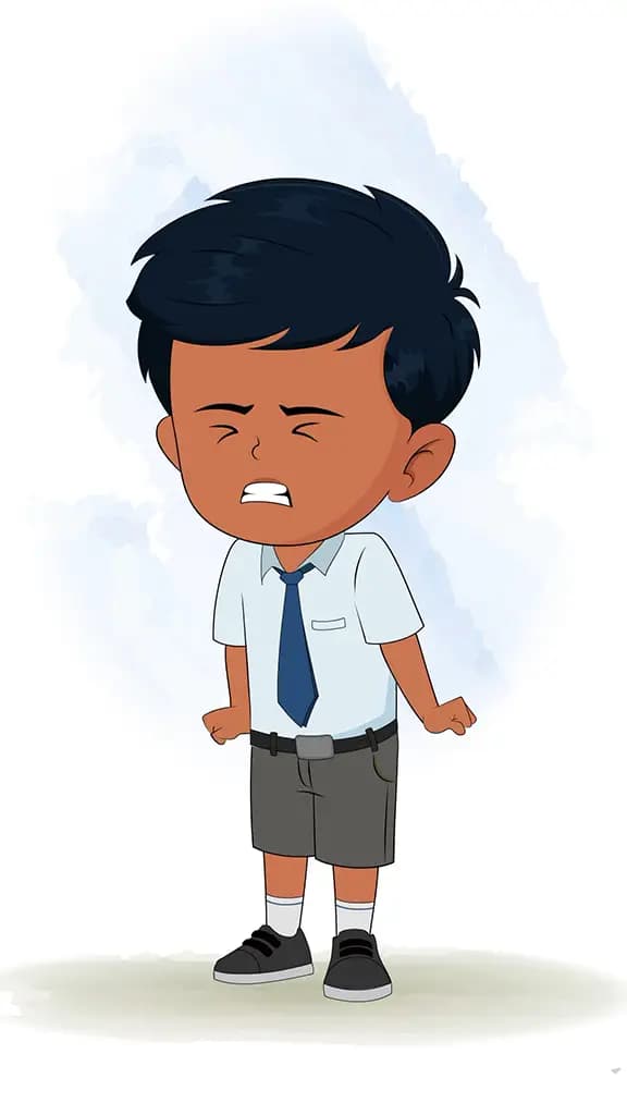 An angry Indian school boy animated cartoon character aka arun 3/4