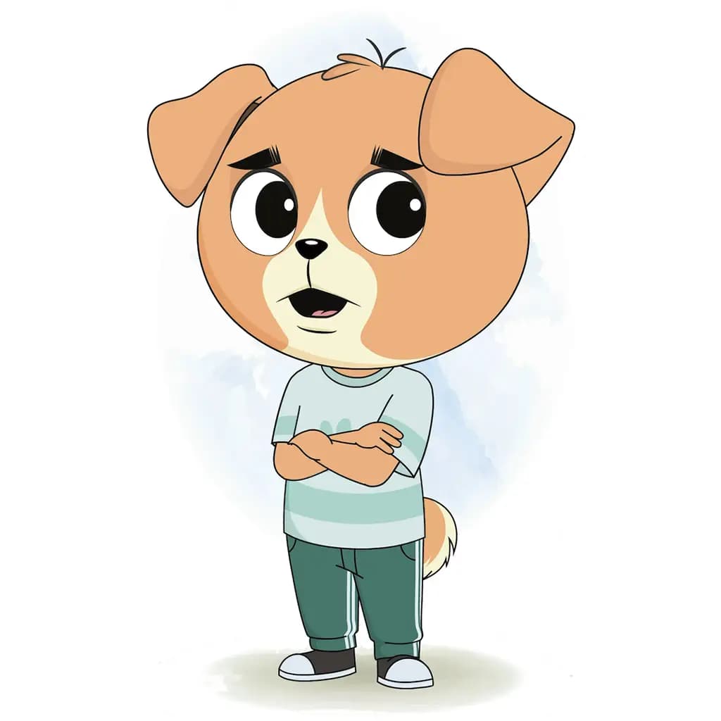 An annoyed dog animated cartoon character aka drag the dog 3/4