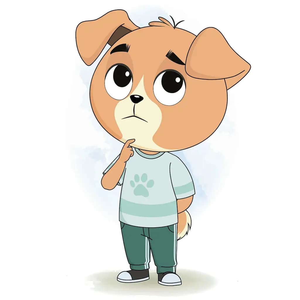 A little dog thinking animated cartoon character aka drag the dog 3/4