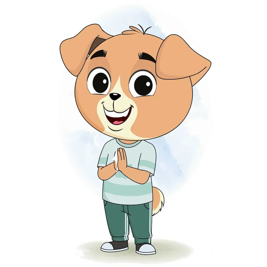 A dog clapping animated cartoon character aka drag the dog
