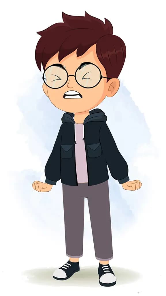 An angry little boy animated cartoon character aka harry 3/4