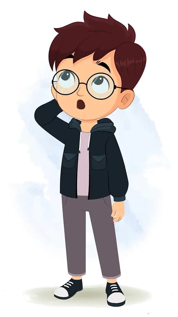 A confused little boy animated cartoon character aka harry 3/4