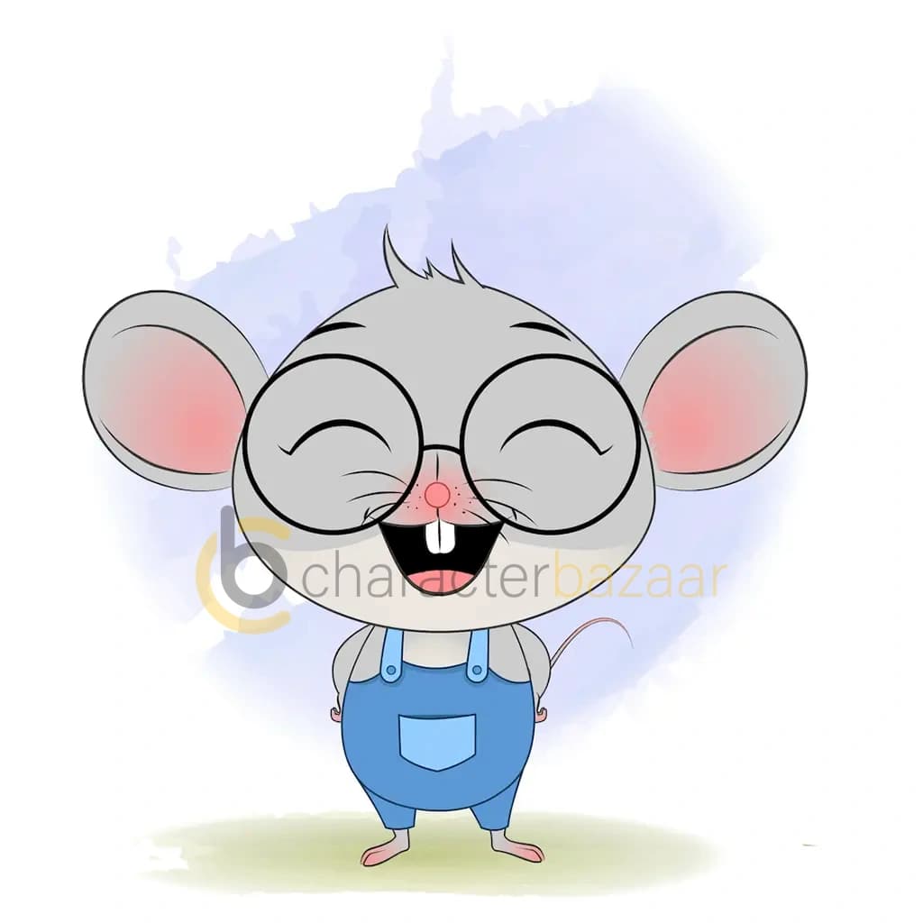 A cute mouse laughing animated cartoon character aka miles the mouse