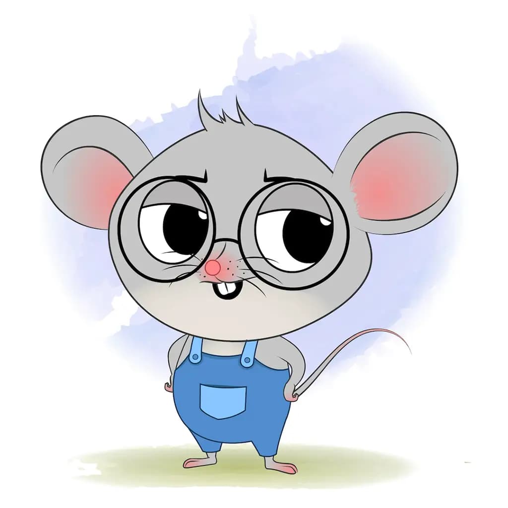 An annoyed cute mouse animated cartoon character aka miles the mouse 3/4