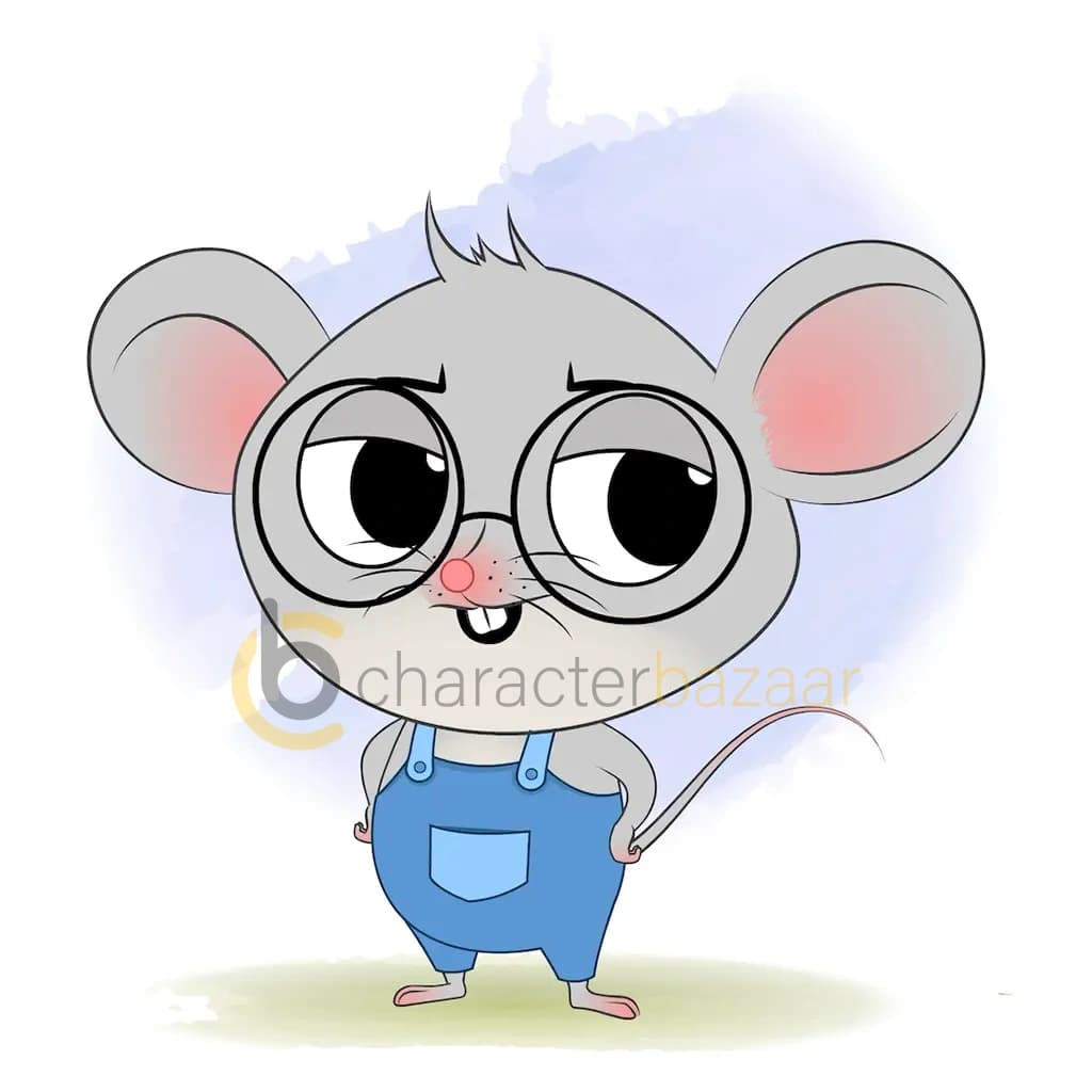 An annoyed cute mouse animated cartoon character aka miles the mouse 3/4