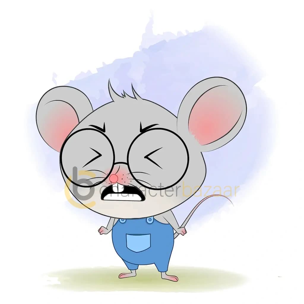 An angry cute mouse animated cartoon character aka miles the mouse