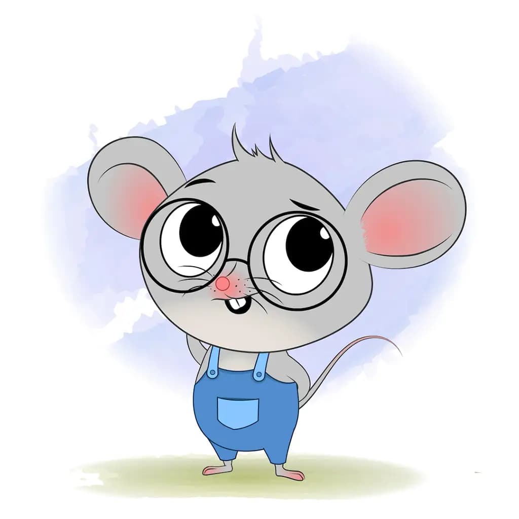 A confused cute mouse animated cartoon character aka miles the mouse 3/4