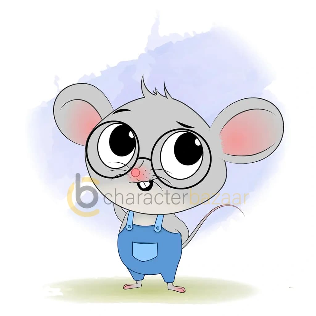 A confused cute mouse animated cartoon character aka miles the mouse 3/4
