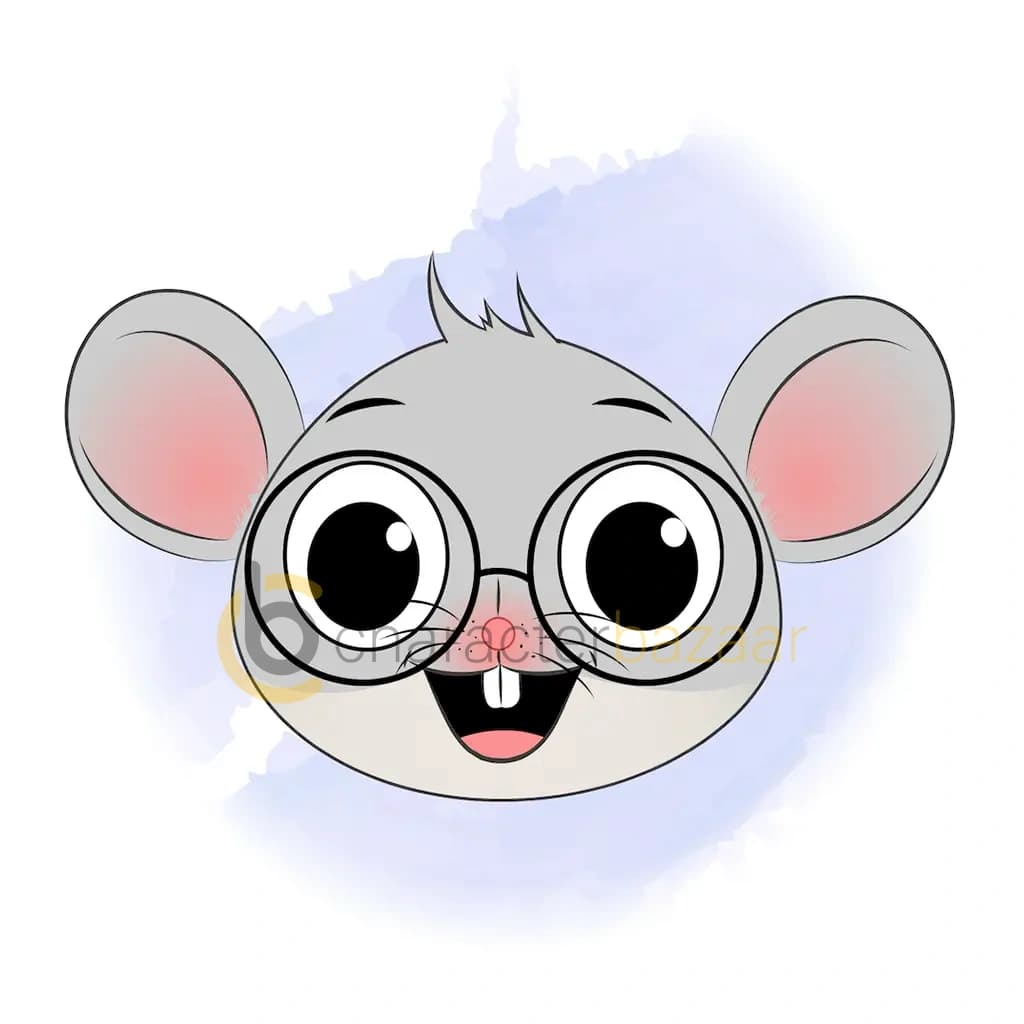 A cute mouse animated cartoon face with different facial expressions aka miles the mouse