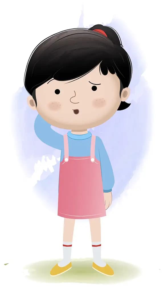 A confused cute girl animated cartoon character aka claire