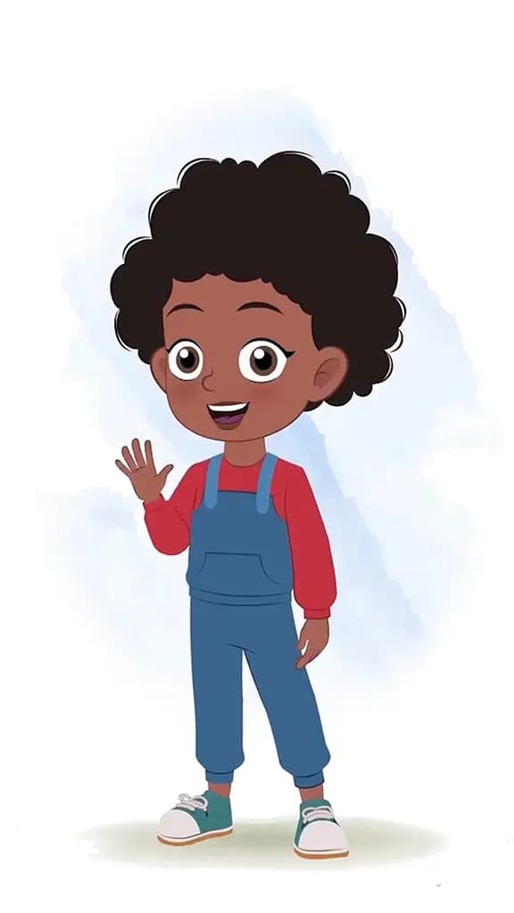 A cute black girl saying hello animated cartoon character aka jenny