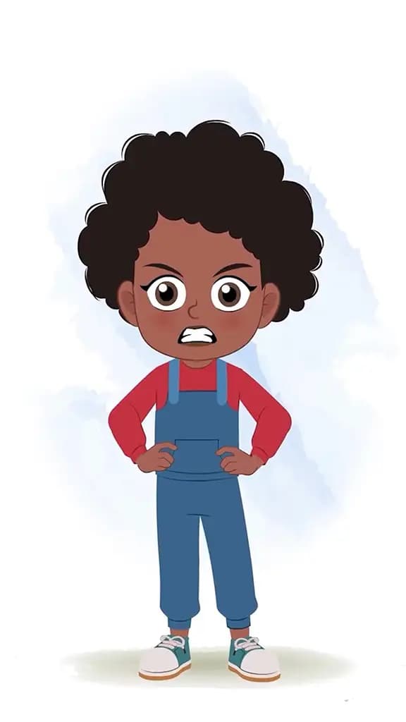 A cute angry black girl animated cartoon character aka jenny