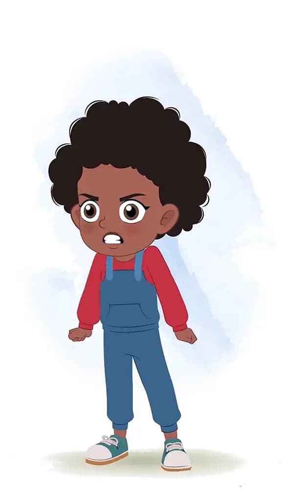 An angry cute black girl animated cartoon character aka jenny 3/4