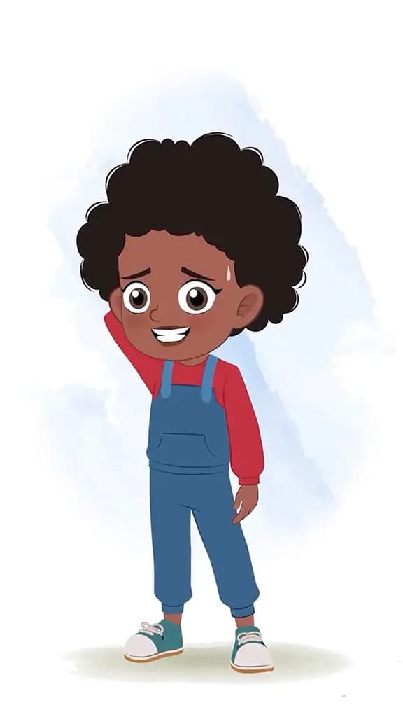 A nervous cute black girl animated cartoon character aka jenny