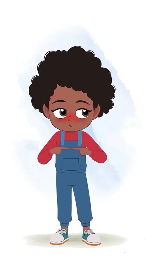 A cute nervous black girl animated cartoon character aka jenny