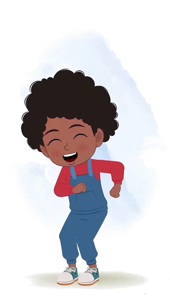 A cute black girl dancing animated cartoon character aka jenny