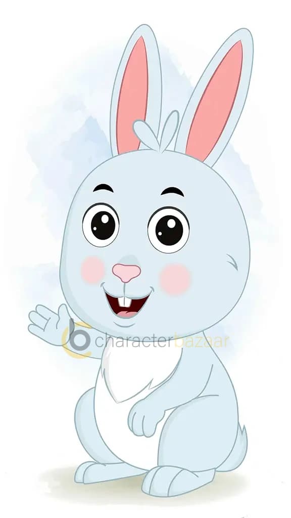 A cute rabbit saying hello animated cartoon character aka drax the rabbit