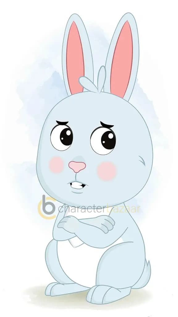 A cute annoyed rabbit animated cartoon character aka drax the rabbit 3/4