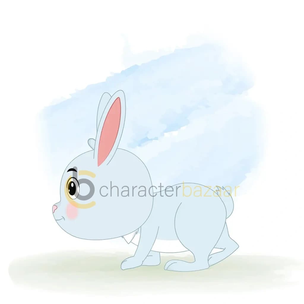 A cute rabbit walking side view animated cartoon character aka drax the rabbit