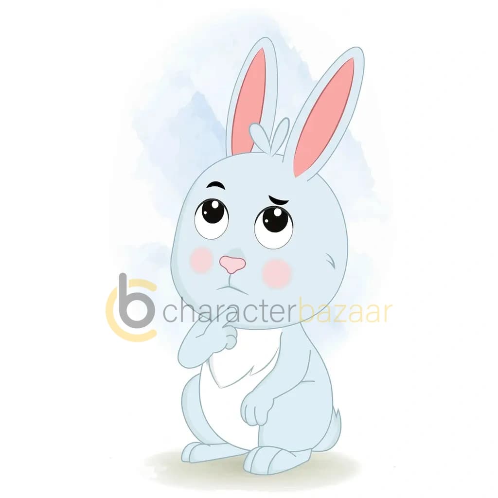 A little rabbit thinking animated cartoon character aka drax the rabbit 3/4