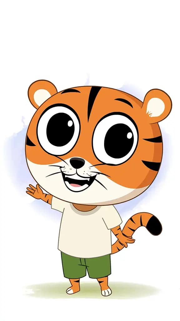 A tiger saying hello animated cartoon character aka tyler the tiger