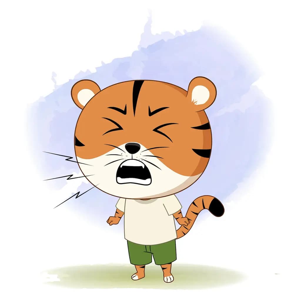 An angry tiger animated cartoon character aka tyler the tiger 3/4