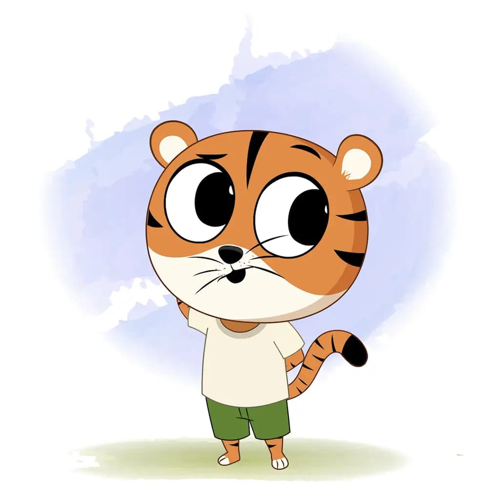 A confused tiger animated cartoon character aka tyler the tiger 3/4