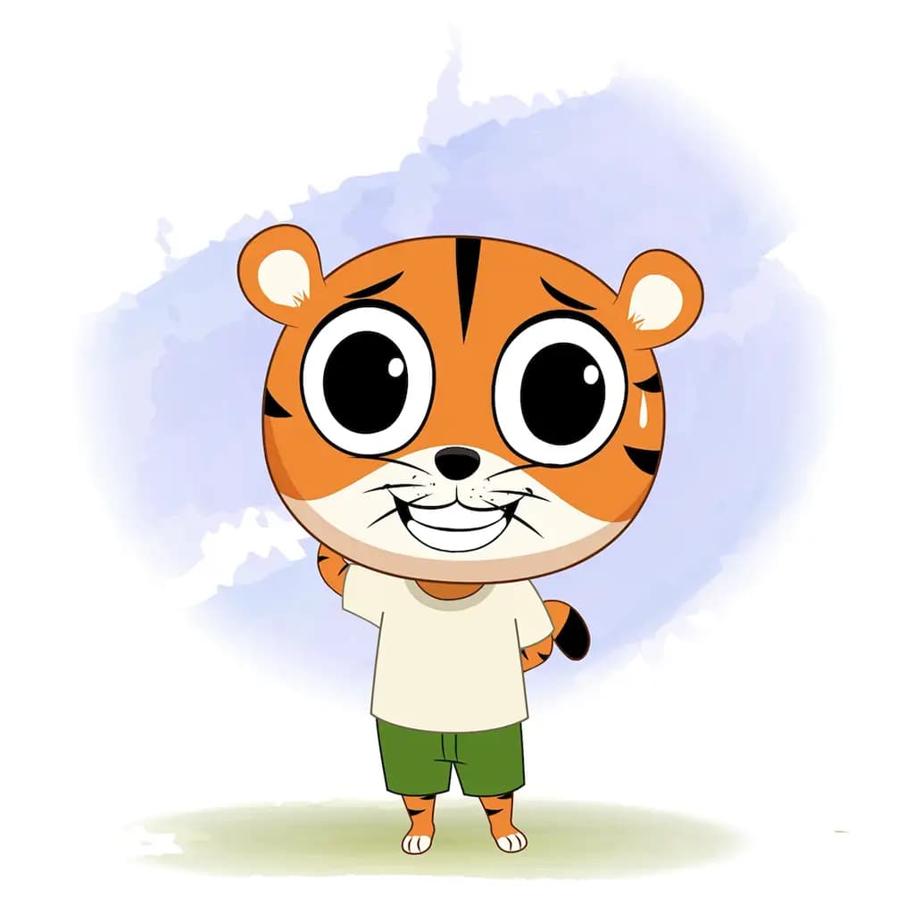 A nervous tiger animated cartoon character aka tyler the tiger