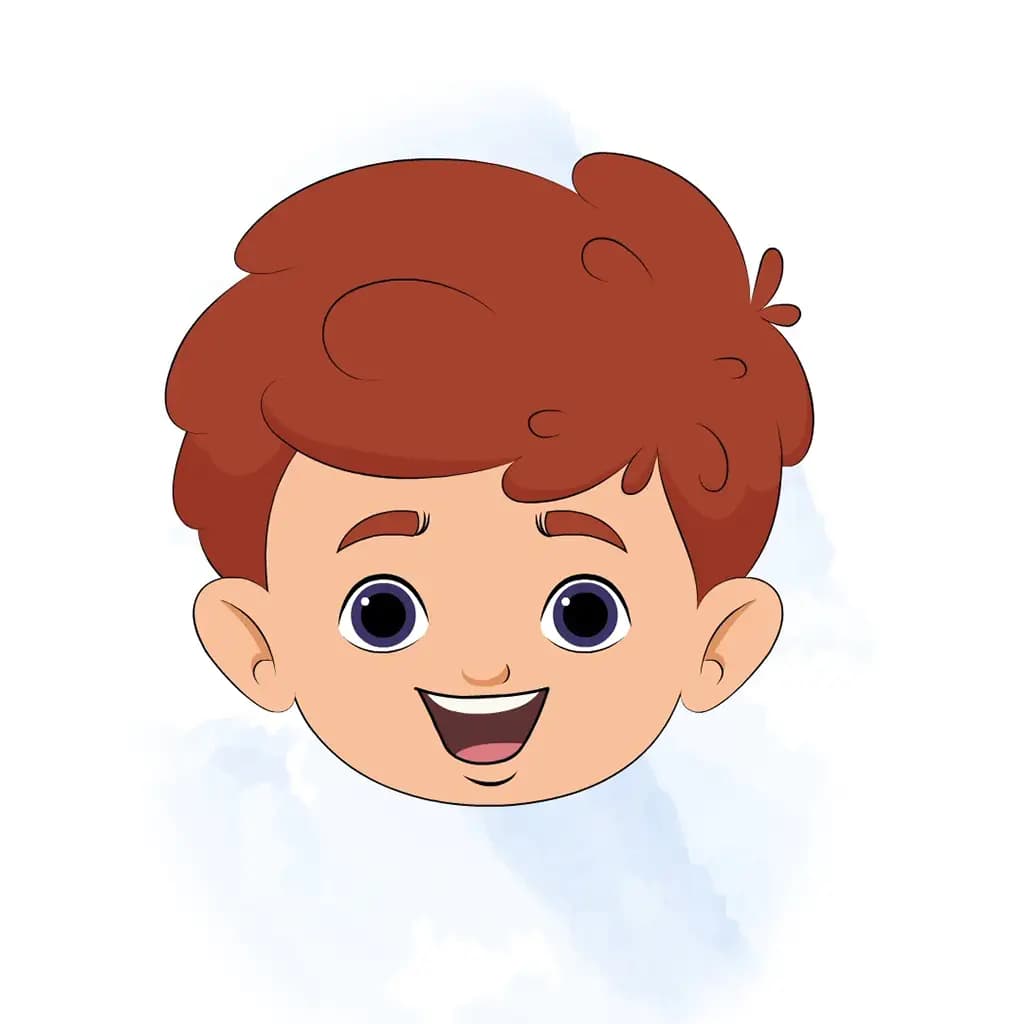 A red hair boy animated cartoon face with different facial expressions aka sunny