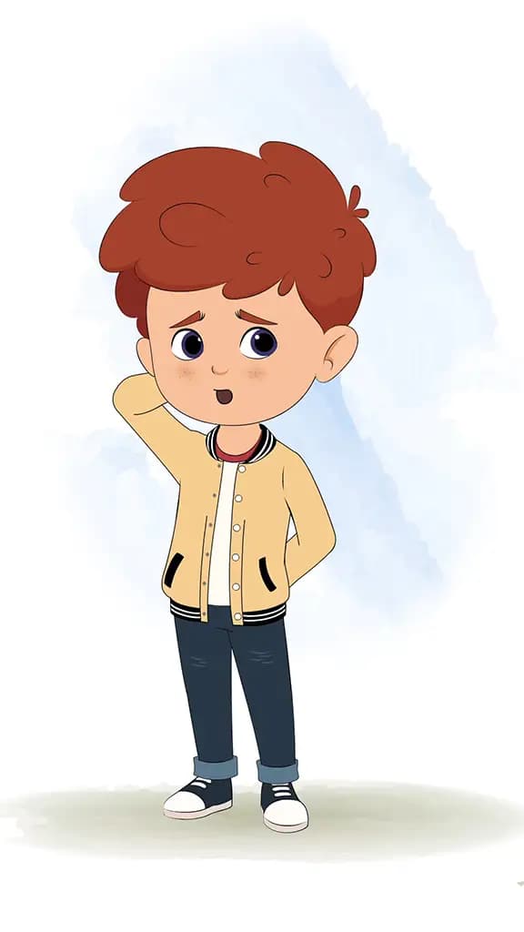 A confused red hair boy animated cartoon character aka sunny 3/4