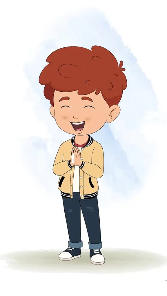 A red hair boy clapping animated cartoon character aka sunny 3/4