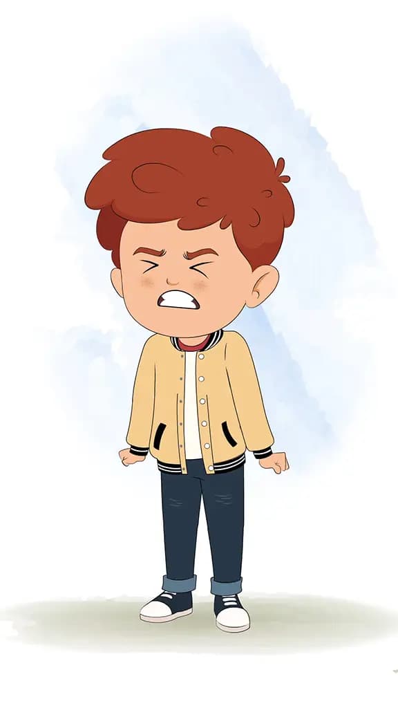 An angry red hair boy animated cartoon character aka sunny 3/4