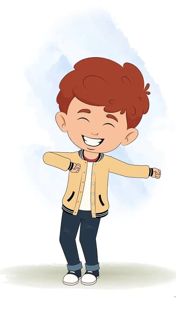 A red hair boy dancing animated cartoon character aka sunny