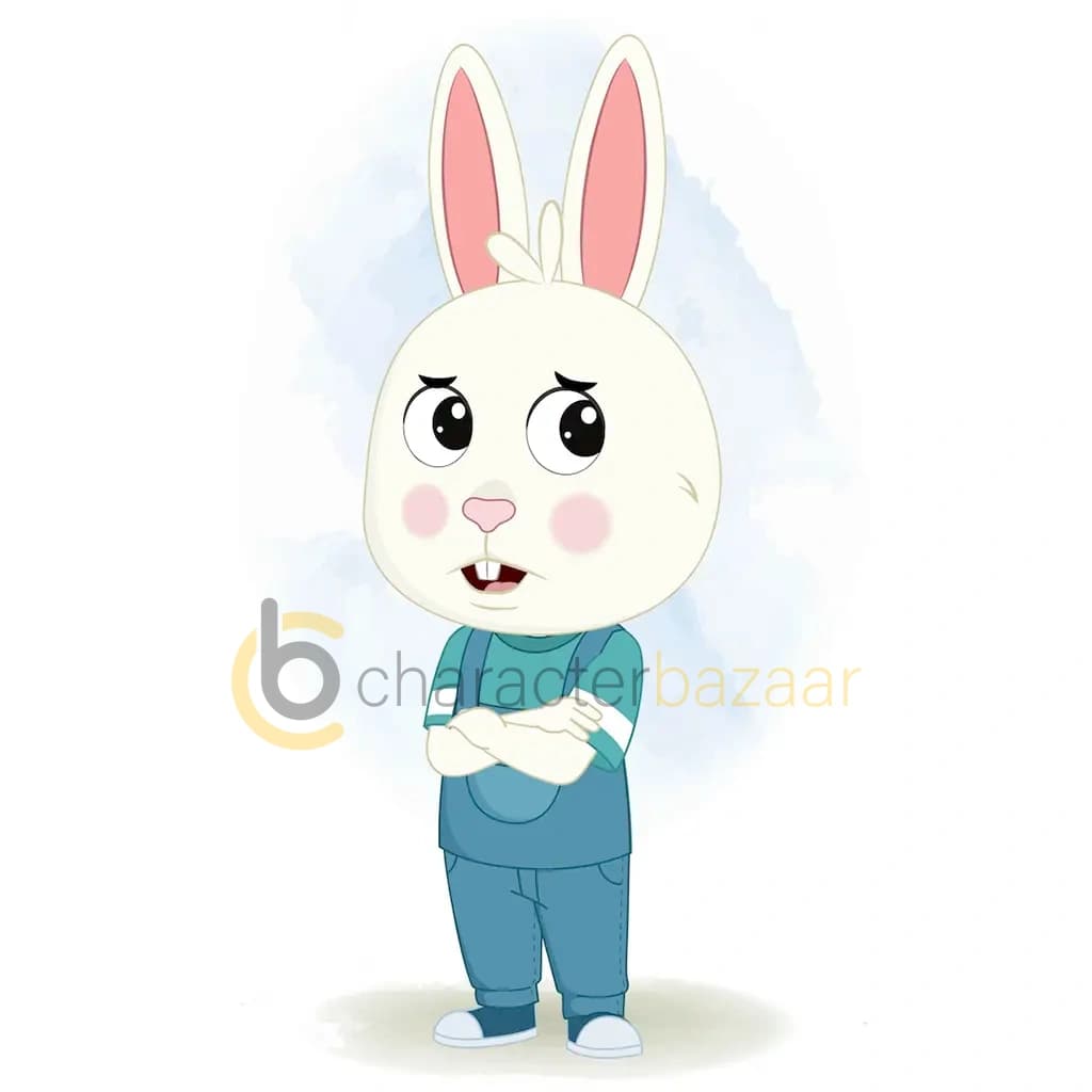 An annoyed rabbit animated cartoon character aka bunny the rabbit 3/4
