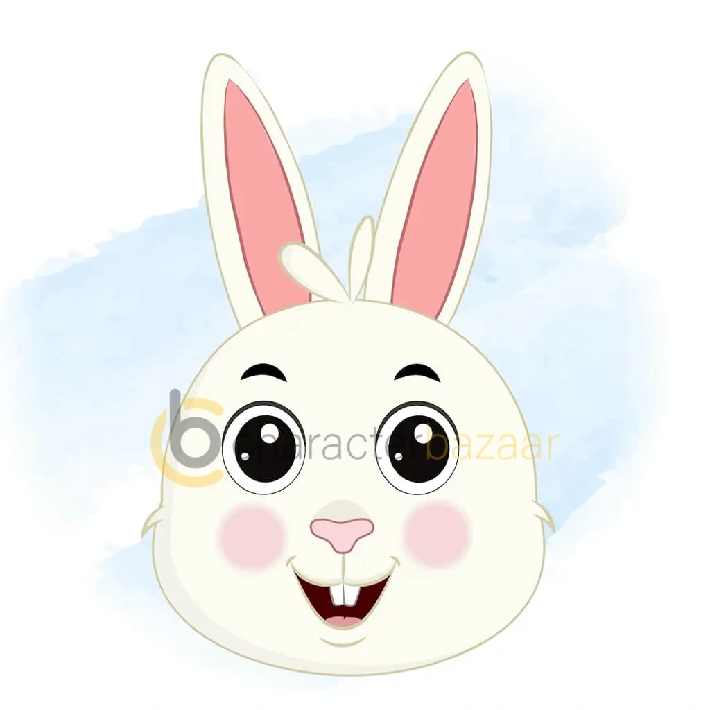 A rabbit animated cartoon face with different facial expressions aka bunny the rabbit