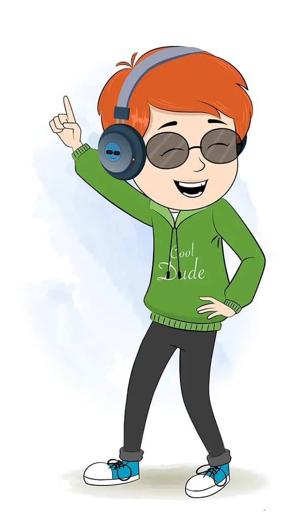 A smart boy dancing animated cartoon character aka adit