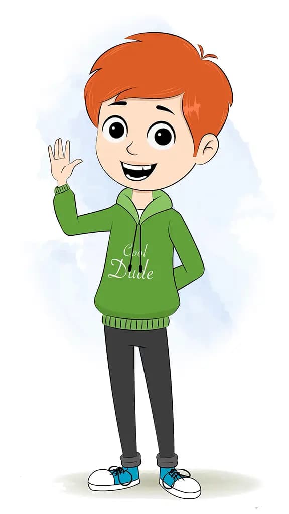 A Smart Boy Saying Hello animated cartoon character aka adit