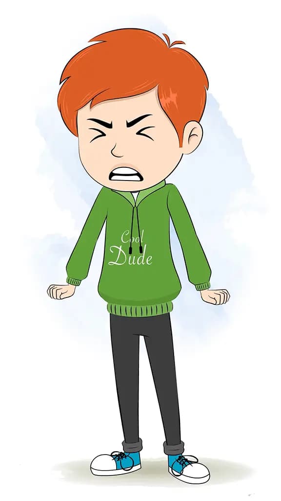 An angry smart boy animated cartoon character aka adit 3/4