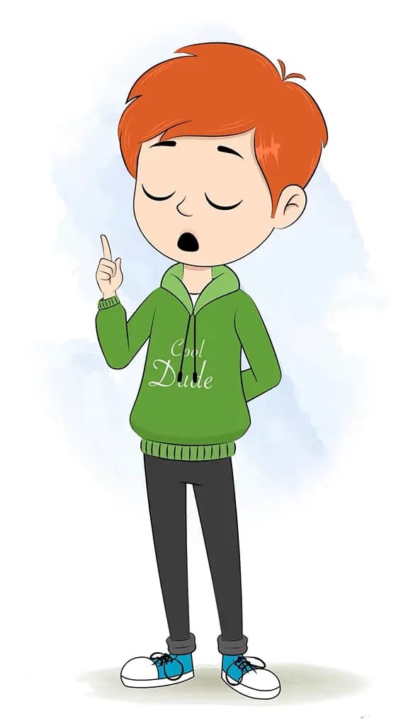 A smart boy saying no animated cartoon character aka adit