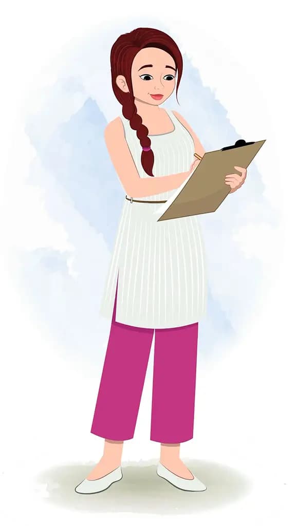 A female teacher writing on notes animated cartoon character aka ritu 3/4