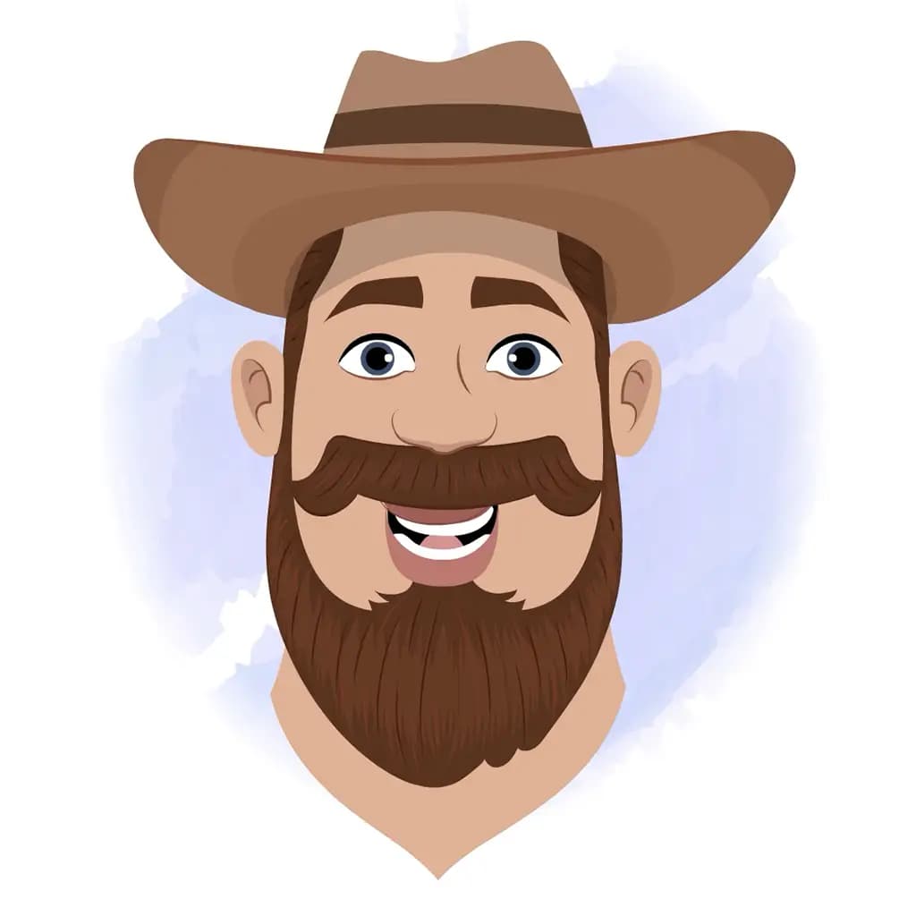 An American farmer animated cartoon face with different facial expressions aka mr.Joe