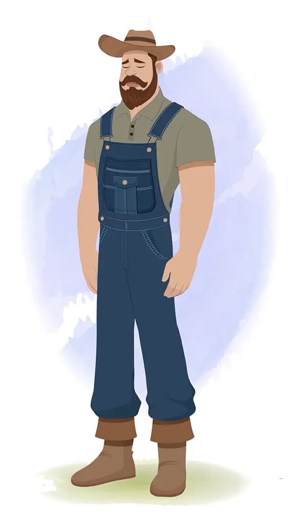 An American farmer sad animated cartoon character aka mr.Joe 3/4