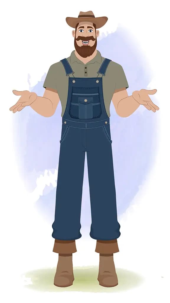 An American farmer talking animated cartoon character aka mr.Joe