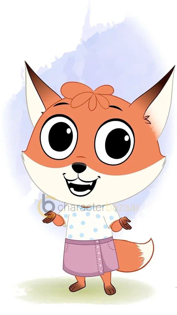 A fox talking animated cartoon character aka nikki the fox 3/4
