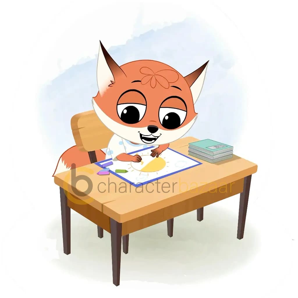 A fox animated cartoon character sitting at a table and eating a sandwich aka nikki the fox