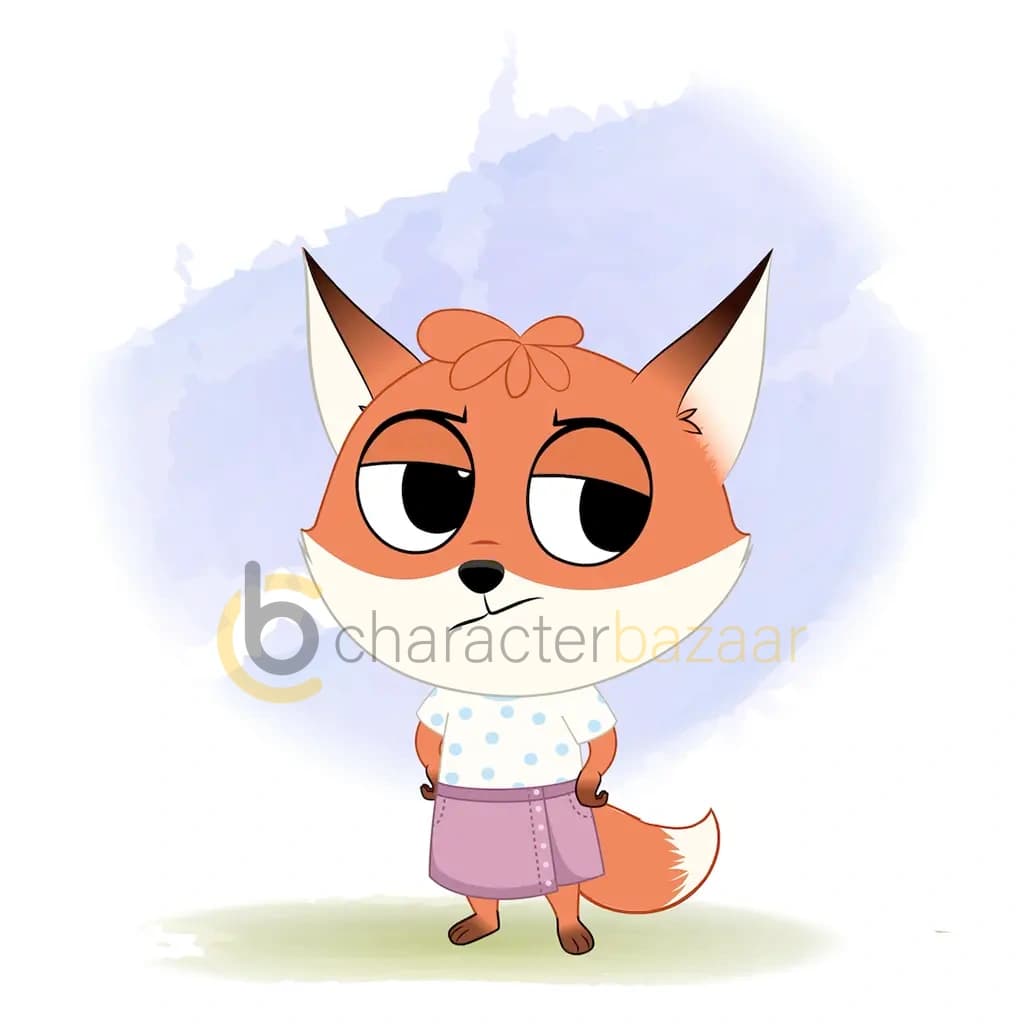 An annoyed fox animated cartoon character aka nikki the fox 3/4