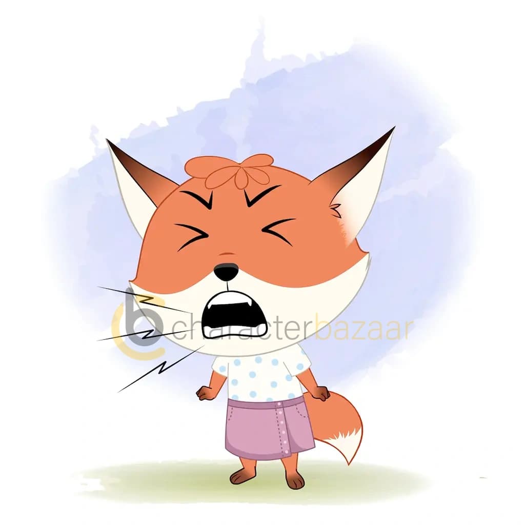 An angry fox animated cartoon character aka nikki the fox 3/4